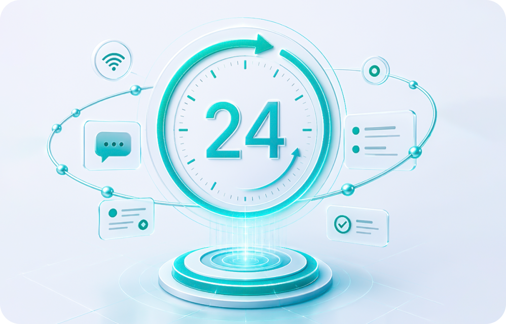 24-hour online customer service illustration